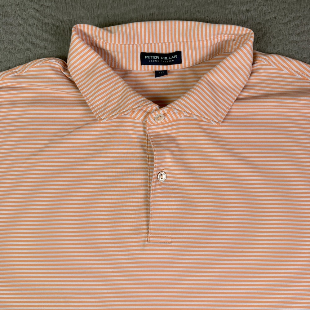 Peter Millar Crown Crafted Golf Polo Shirt Mens 2XL Orange Performance Jersey
